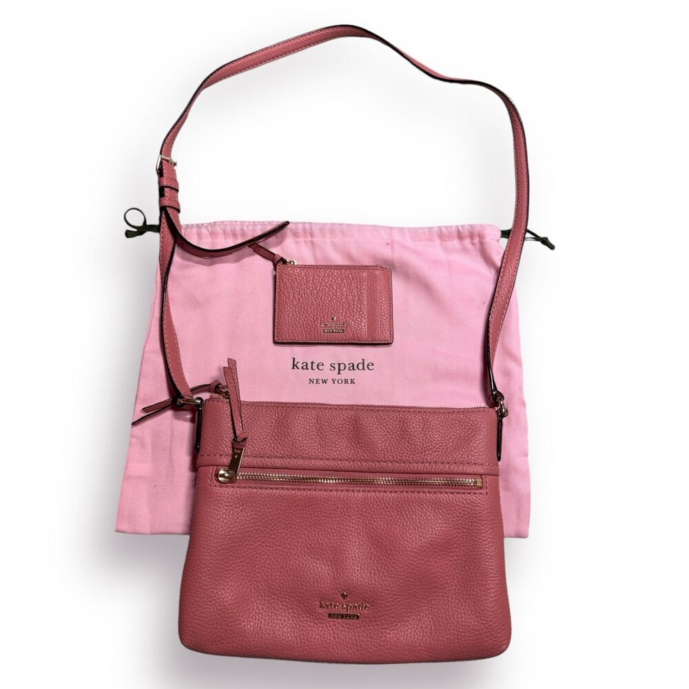 Kate Spade‎ Cobble Hill Gabriele maroon leather crossbody bag w/ matching wallet